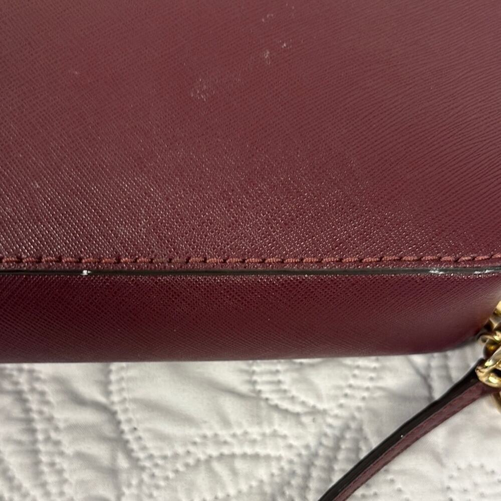 Michael Kors Burgundy Saffiano Leather Zip Crossbody Bag Gold Hardware MK - Picture 4 of 11